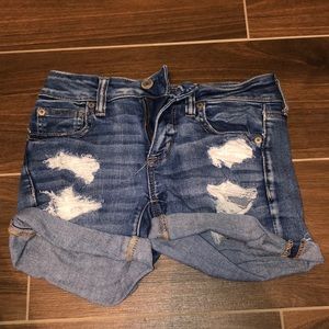 american eagle ripped denim shorts